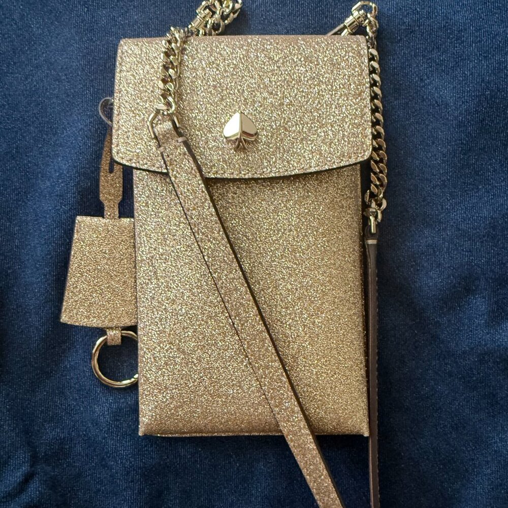 Kate Spade Flap Gold Bling Phone Crossbody NWOT - Picture 6 of 8